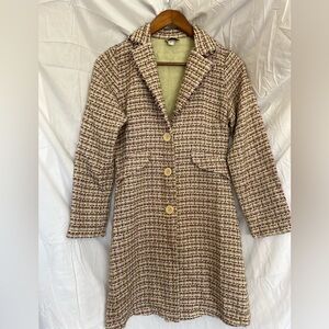 Multicolor Vintage Tweed A-Line Blazer- pink cream green maroon- Twee 90s style